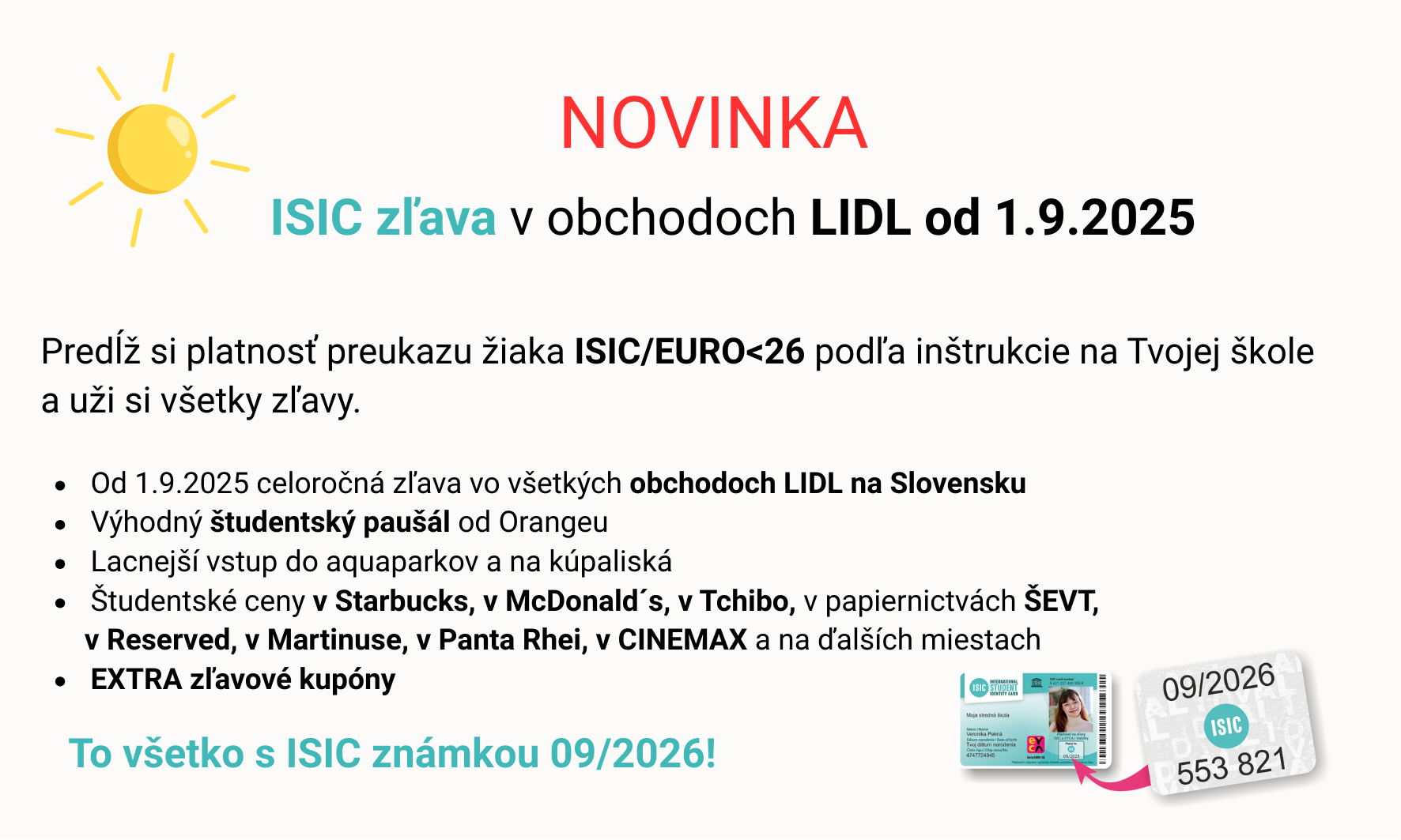 ISIC známka študenti